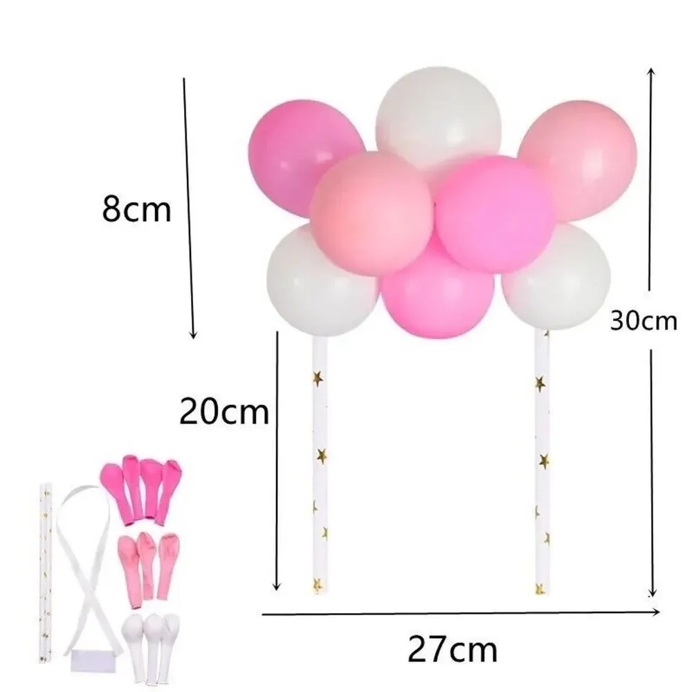 10 Piece Set Lot 5 Inch Pink Balloon Cake Topper Birthday Shower Wedding NEW